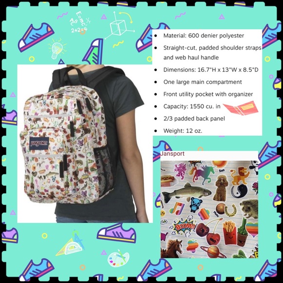 Jansport “SuperBreaker Big Kid Multi-Sticker” Bkpk - Picture 4 of 4